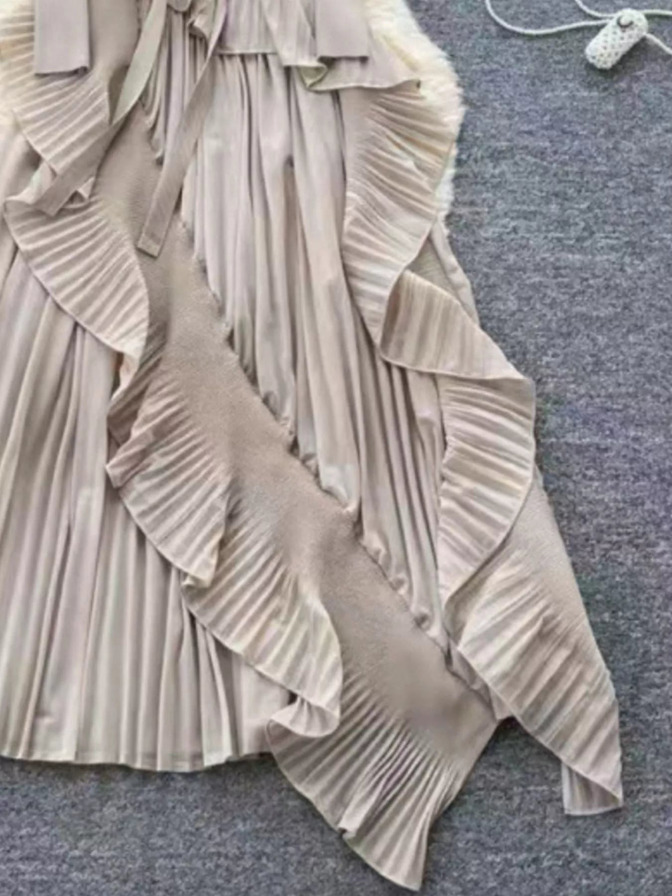 Hazel Blues® |  Ruffle Trim Pleated Midi Dress