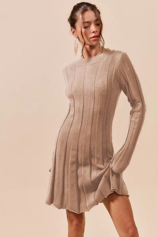 Hazel Blues® |  SO ME Ribbed Long Sleeve Mini Sweater Dress