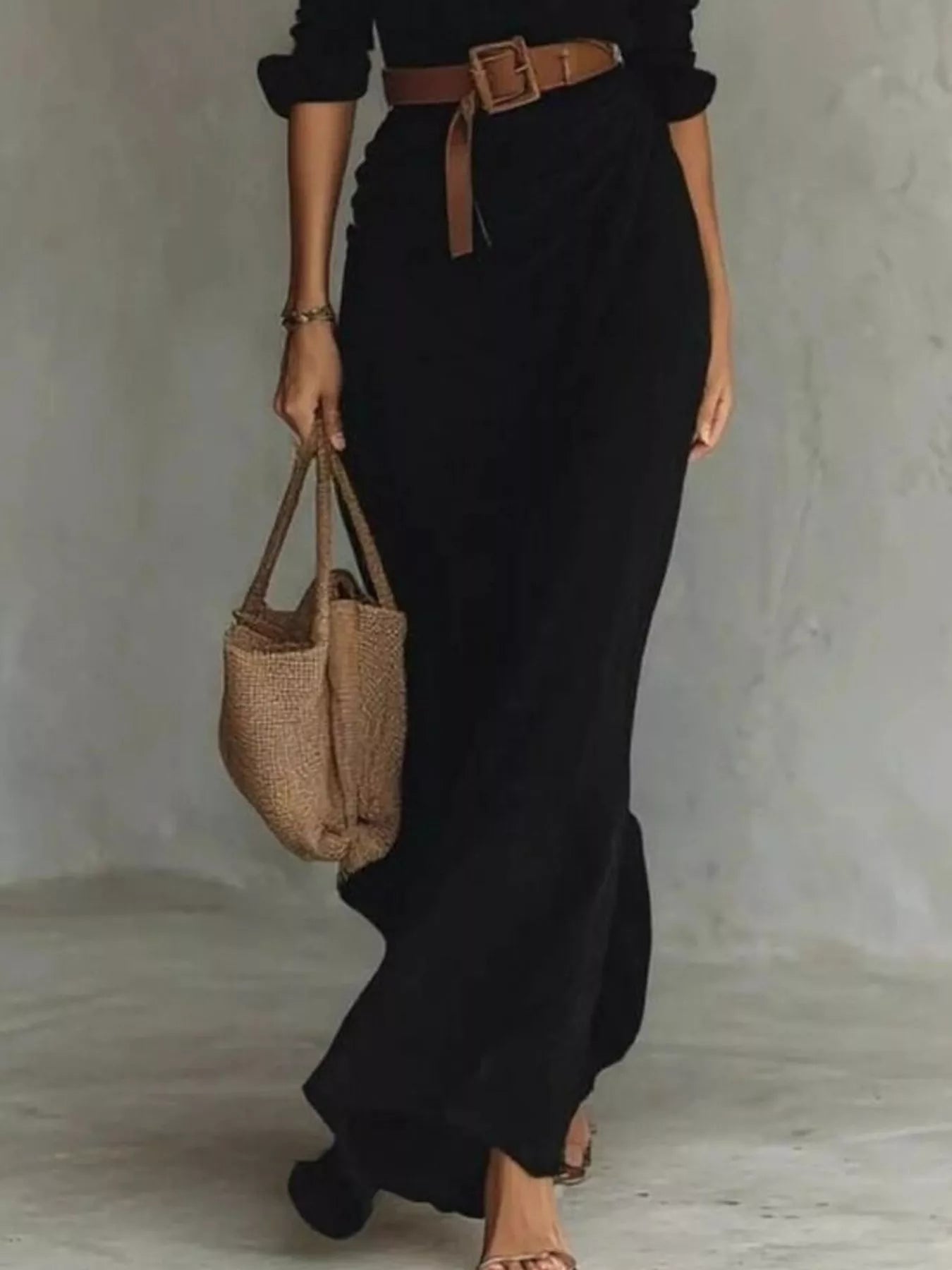 Hazel Blues® | Ruched Long Sleeve Maxi Dress