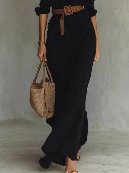 Hazel Blues® | Ruched Long Sleeve Maxi Dress