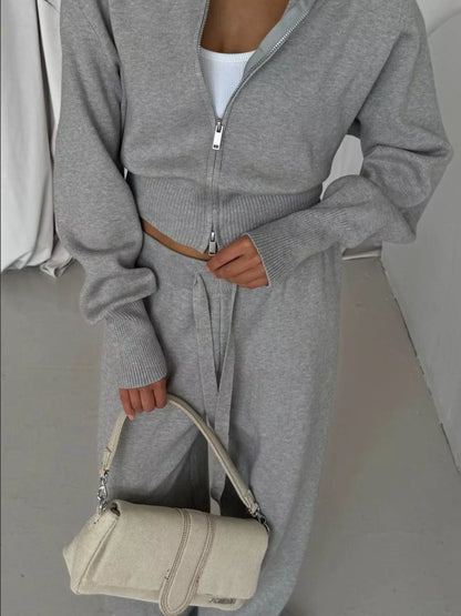 Hazel Blues® |  Zip-Up Outerwear and  Drawstring Pants Set