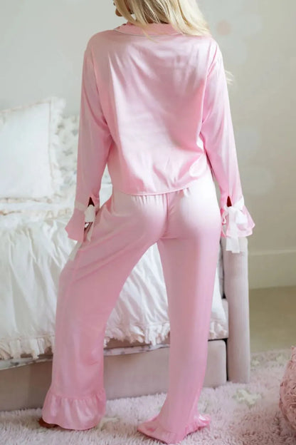 Hazel Blues® |  Collared Neck Long Sleeve Top and Pants Lounge Set