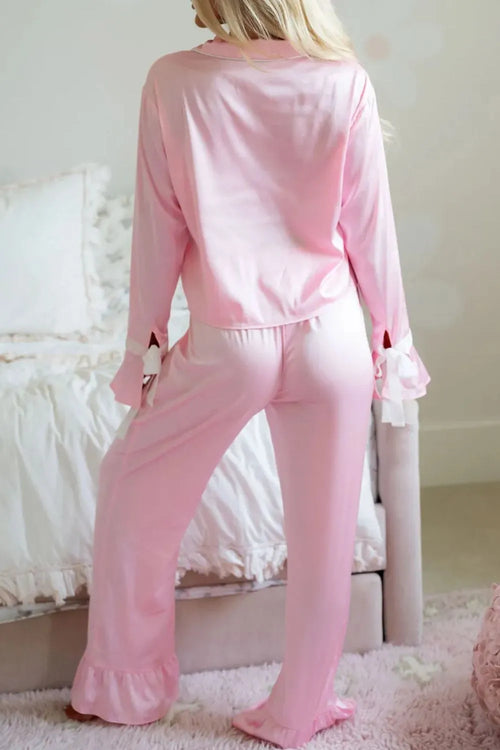 Hazel Blues® |  Collared Neck Long Sleeve Top and Pants Lounge Set