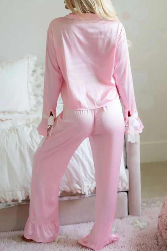 Hazel Blues® |  Collared Neck Long Sleeve Top and Pants Lounge Set