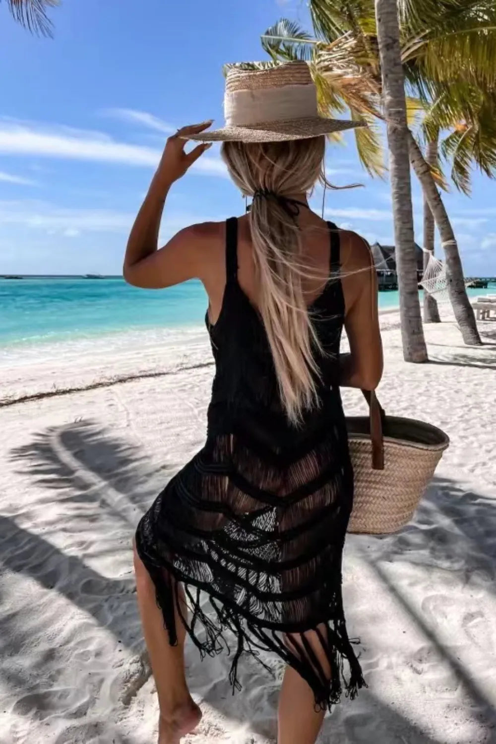 Hazel Blues® | Fringe Scoop Neck Cover-Up