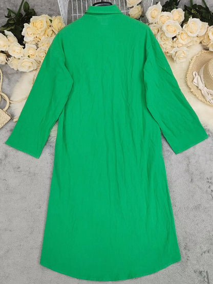 Hazel Blues® |  Button Front Long Sleeve Shirt Dress