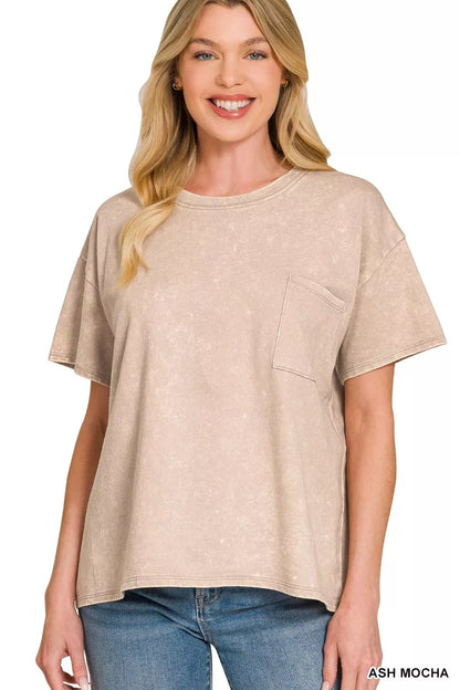 Hazel Blues® |  Zenana French Terry Acid Washed Relaxed Top & Short Set