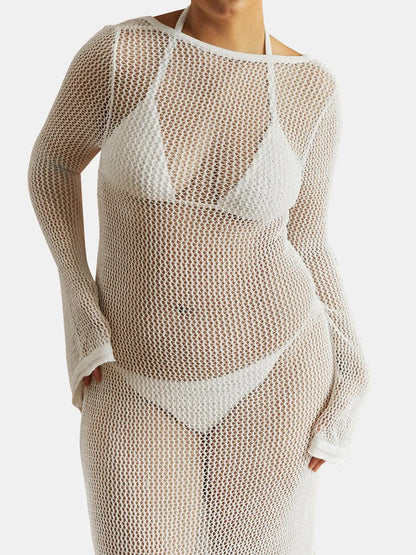 Hazel Blues® | Openwork Backless Flare Sleeve Cover-Up Dress