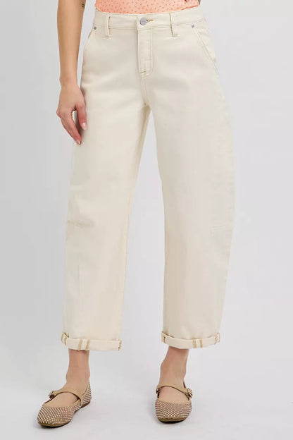 Hazel Blues® |  RISEN High Rise Relaxed Barrel Cuffed Jeans