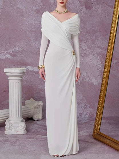 Hazel Blues® |  Ruched Draped Long Sleeve Maxi Dress