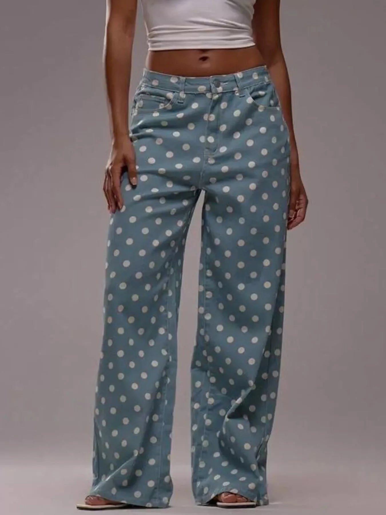 Hazel Blues® |  Polka Dot Wide Leg Jeans