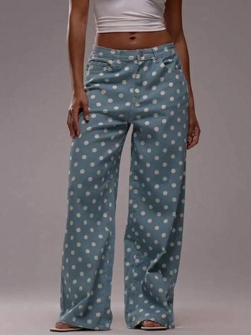 Hazel Blues® |  Polka Dot Wide Leg Jeans