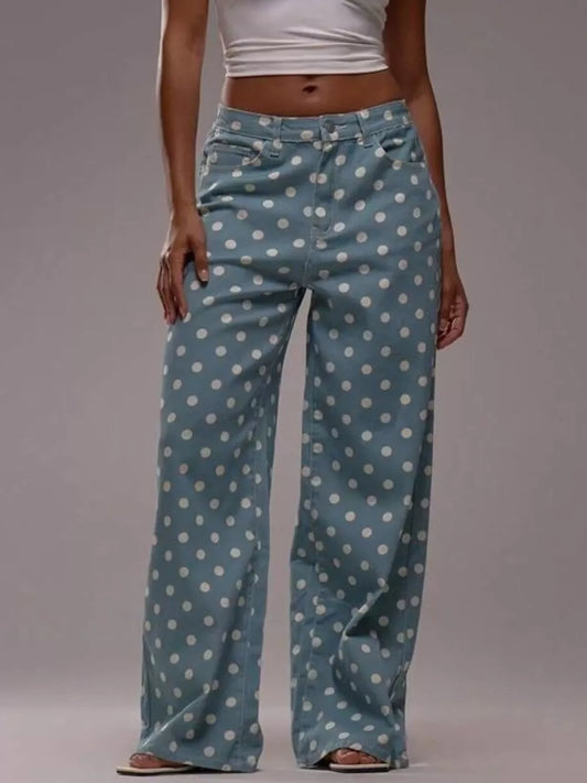 Hazel Blues® |  Polka Dot Wide Leg Jeans