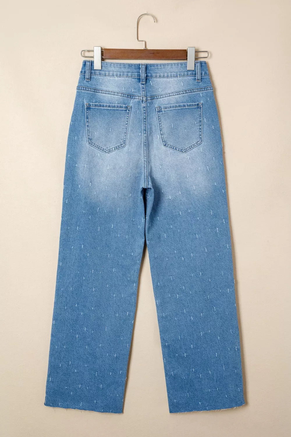 Hazel Blues® |  Distressed Detail Tummy Control Raw Hem Jeans