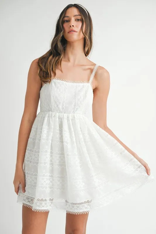 Hazel Blues® |  MABLE Eyelet Lace Babydoll Mini Cami Dress