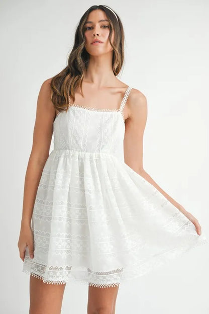 Hazel Blues® |  MABLE Eyelet Lace Babydoll Mini Cami Dress