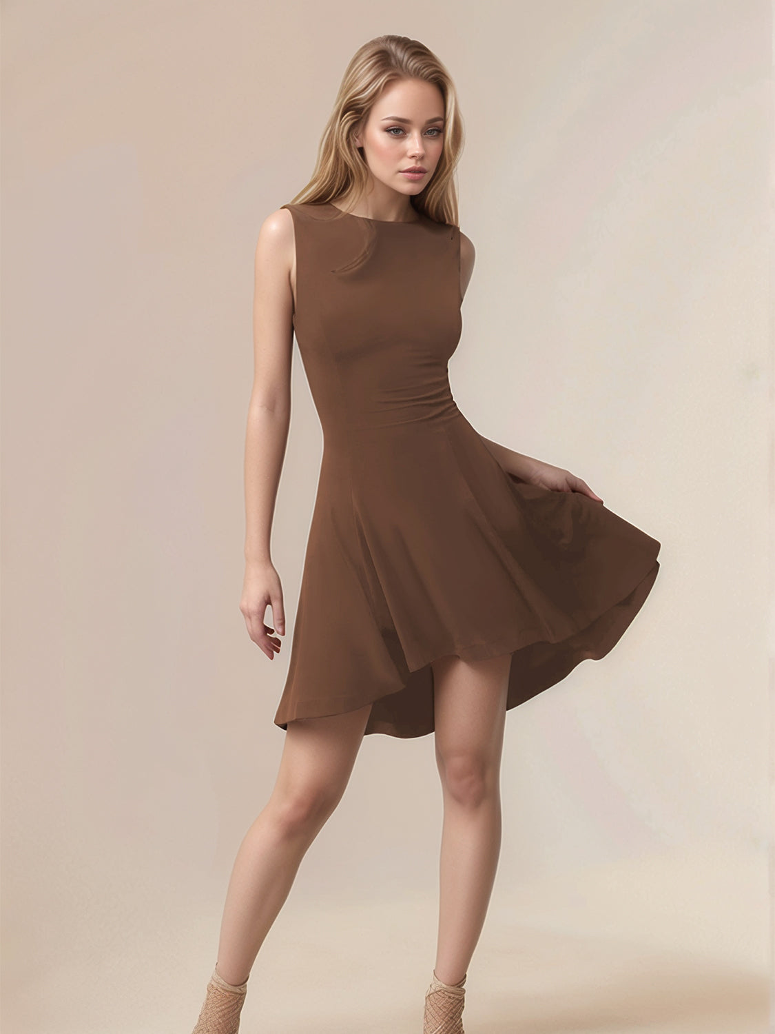 Hazel Blues® |  High-Low Round Neck Sleeveless Mini Dress