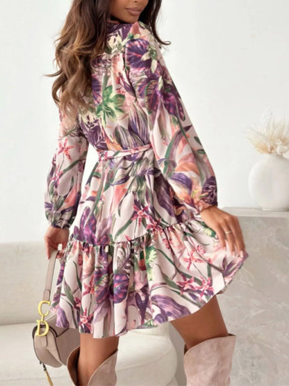 Hazel Blues® |  Floral Print Tie Waist Mini Dress