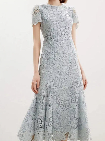 Hazel Blues® |  Lace Short Sleeve Mermaid Dress