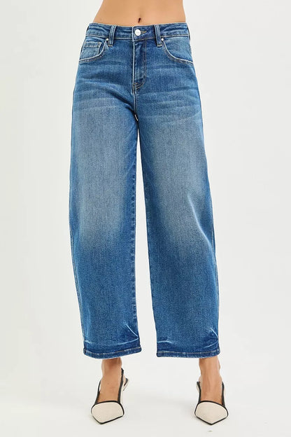 Hazel Blues® |  RISEN Slouchy Cropped Barrel Jeans
