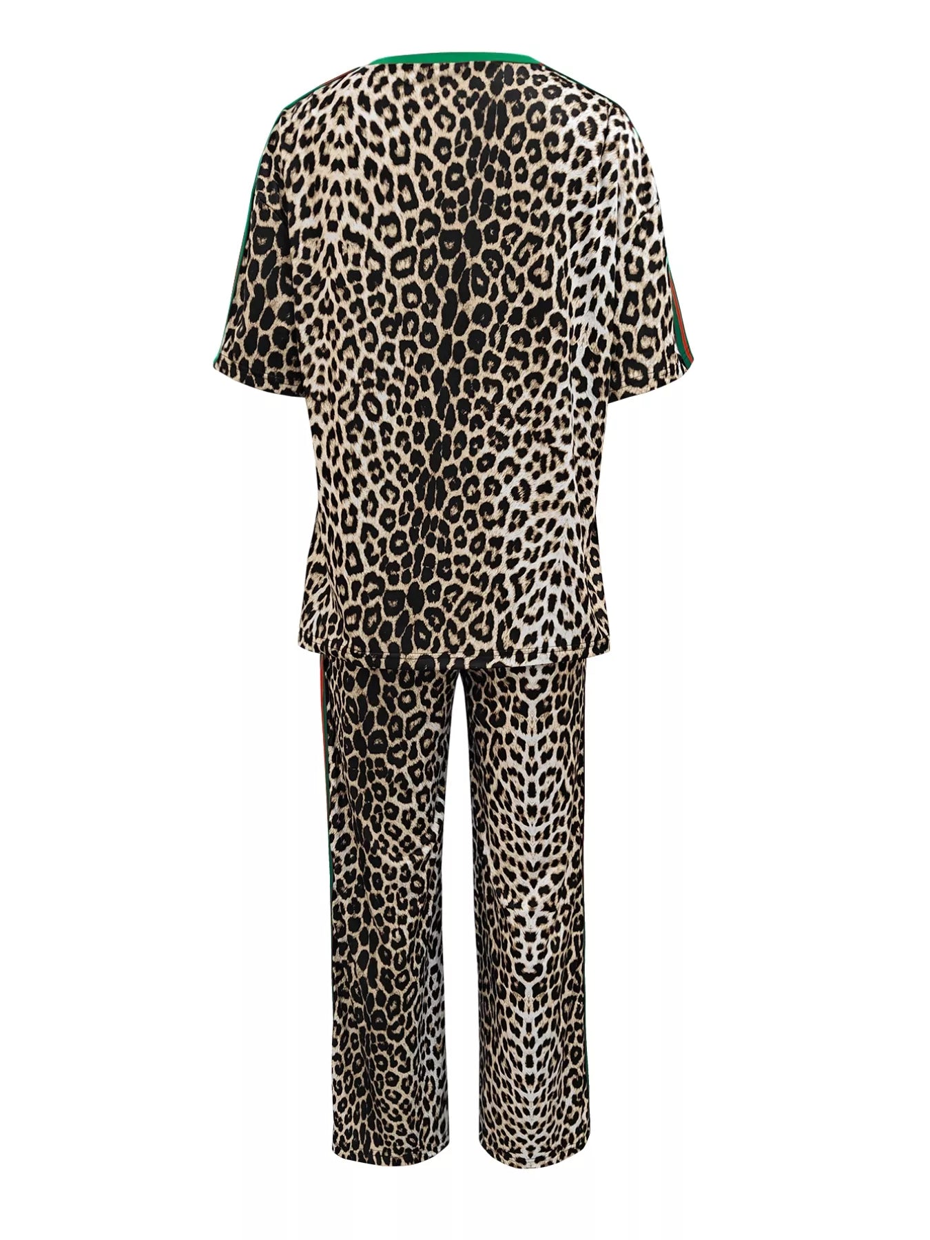 Hazel Blues® |  Leopard Round Neck Top and Pants Two-Piece Set