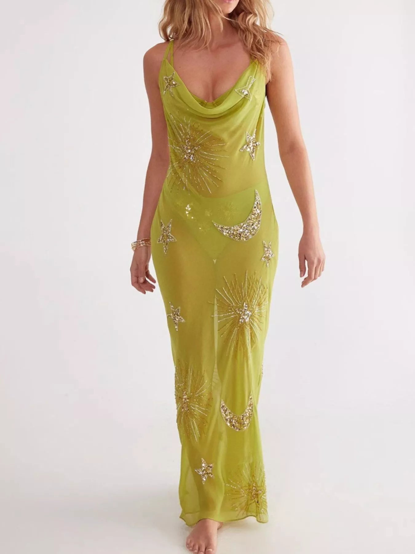 Hazel Blues® |  Sequin Backless Maxi Cover Up Dress