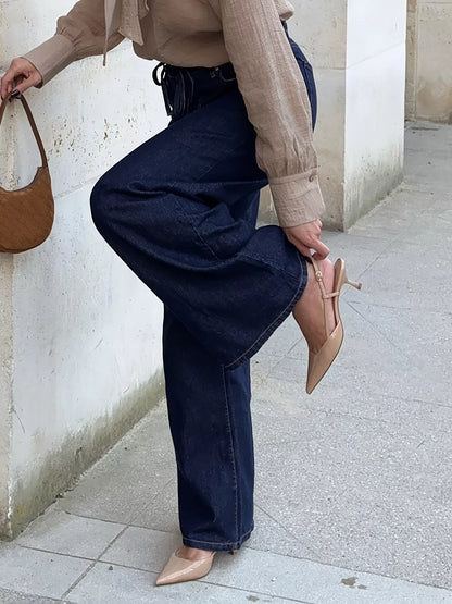 Hazel Blues® |  Tied Loose Fit Flare Jeans