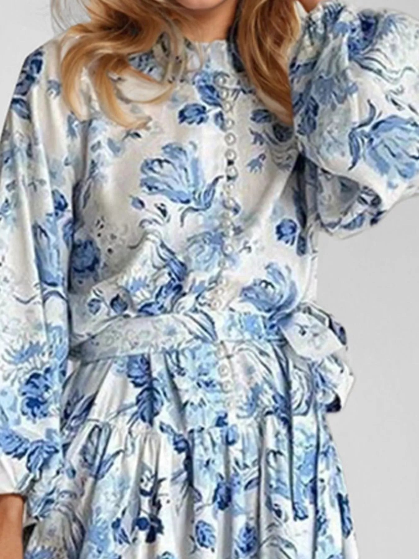 Hazel Blues® | Floral Print Tie Waist Mini Dress