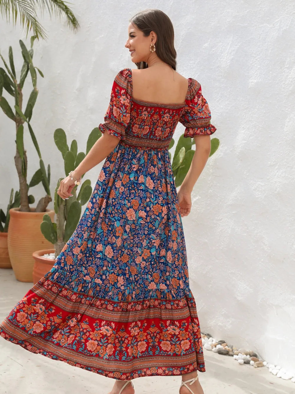 Hazel Blues® |  Floral Flounce Sleeve Midi Dress