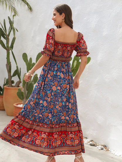 Hazel Blues® |  Floral Flounce Sleeve Midi Dress