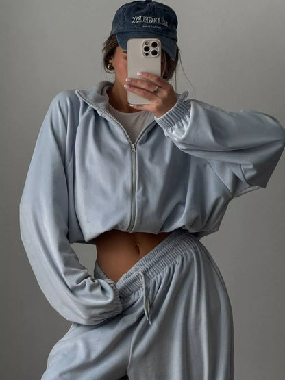 Hazel Blues® |  Zip Up Long Sleeve Outerwear and Pants Set