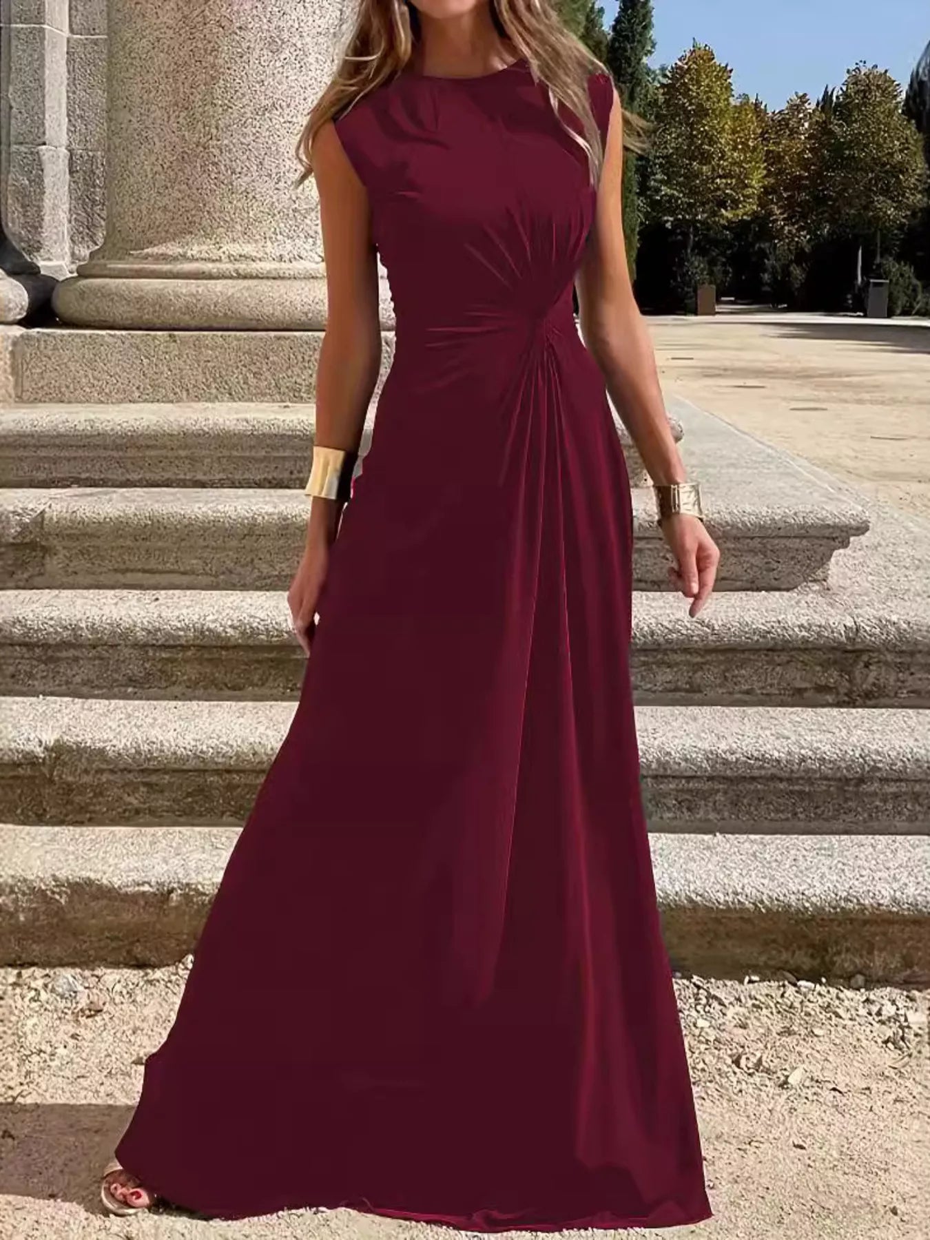 Hazel Blues® |  Twisted Round Neck Sleeveless Maxi Dress