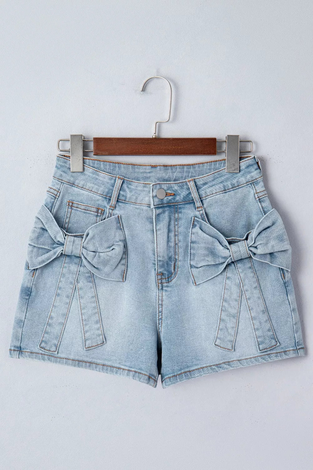 Hazel Blues® |  Bow Detail Denim Shorts with Pockets