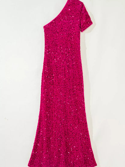 Hazel Blues® |  Sequin One-Shoulder Dress with High Slit