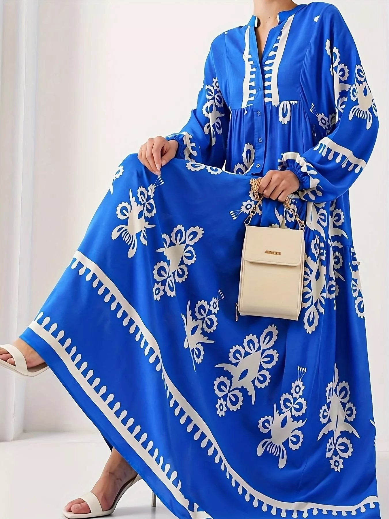 Hazel Blues® |  Bohemian Print Long Sleeve Maxi Dress