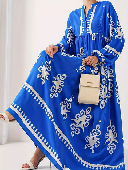 Hazel Blues® |  Bohemian Print Long Sleeve Maxi Dress