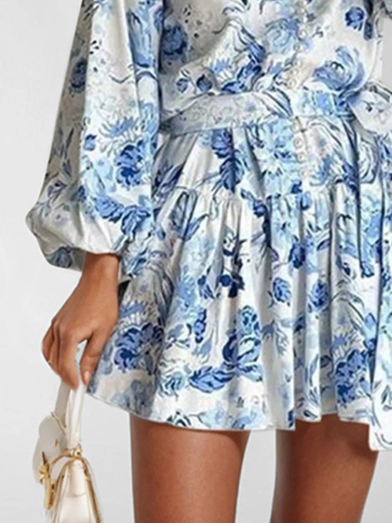 Hazel Blues® | Floral Print Tie Waist Mini Dress