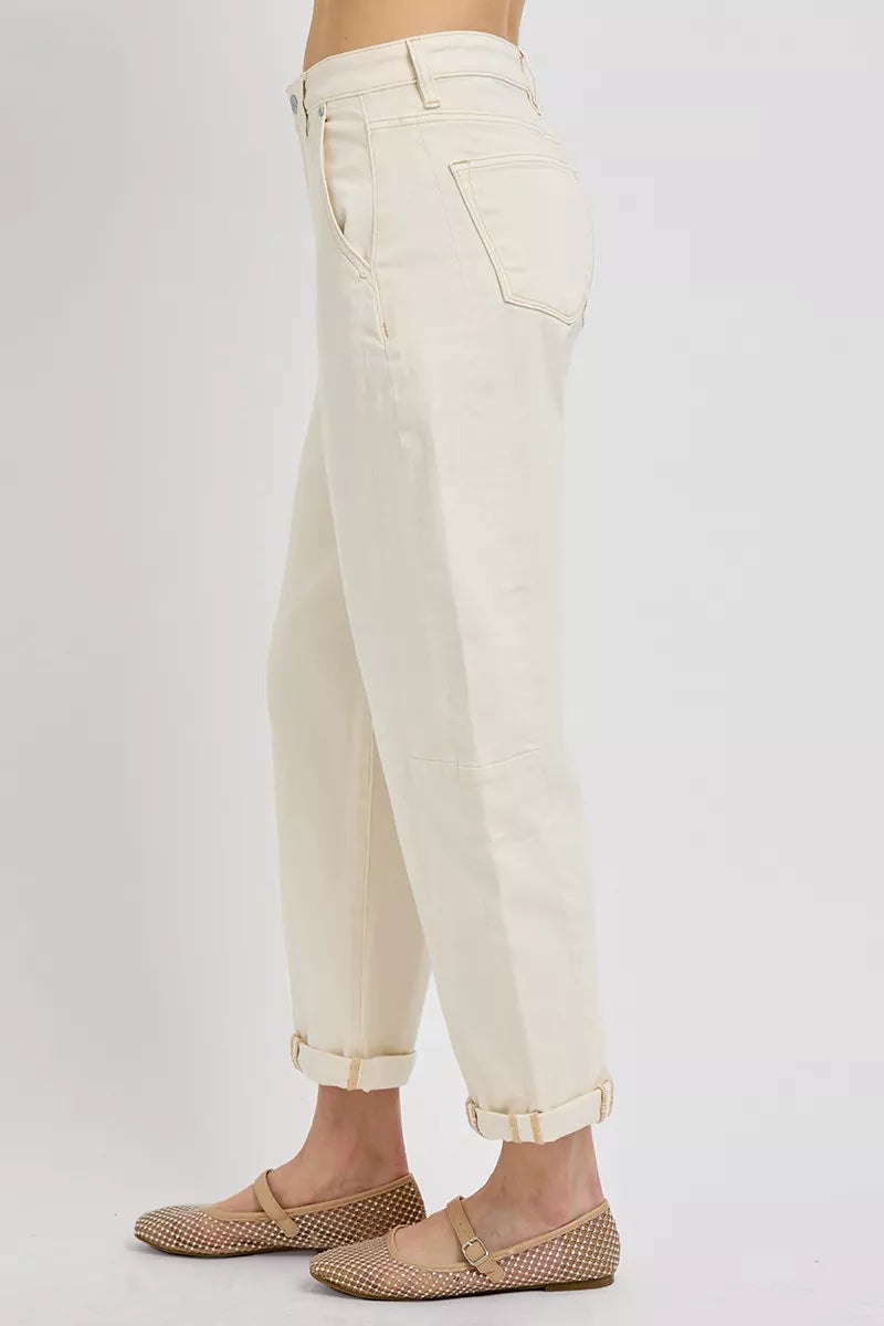 Hazel Blues® |  RISEN High Rise Relaxed Barrel Cuffed Jeans