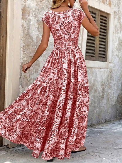 Hazel Blues® |  Printed Cap Sleeve Maxi Dress