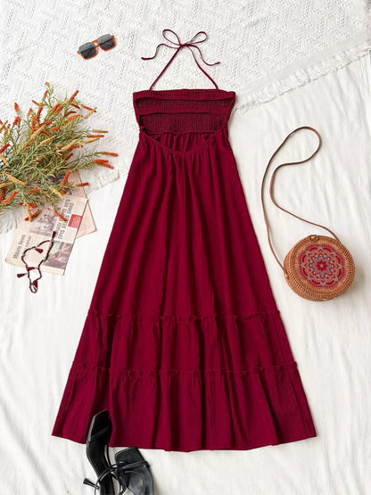 Hazel Blues® |  Sweetheart Neck Halter Neck Tiered Dress