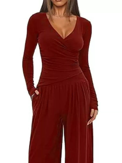 Hazel Blues® |  Casual Long Sleeve Top and Wide Leg Pants Set