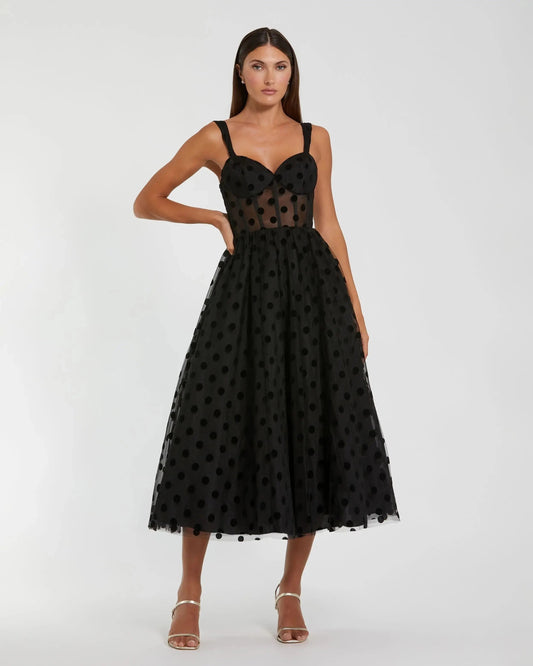 Polka Dot Tulle A-Line Midi Dress
