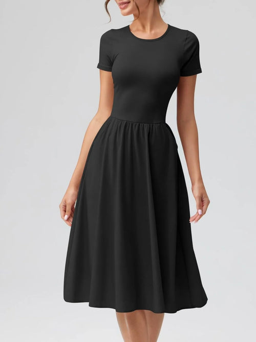 Hazel Blues® |  Round Neck Short Sleeve Dress