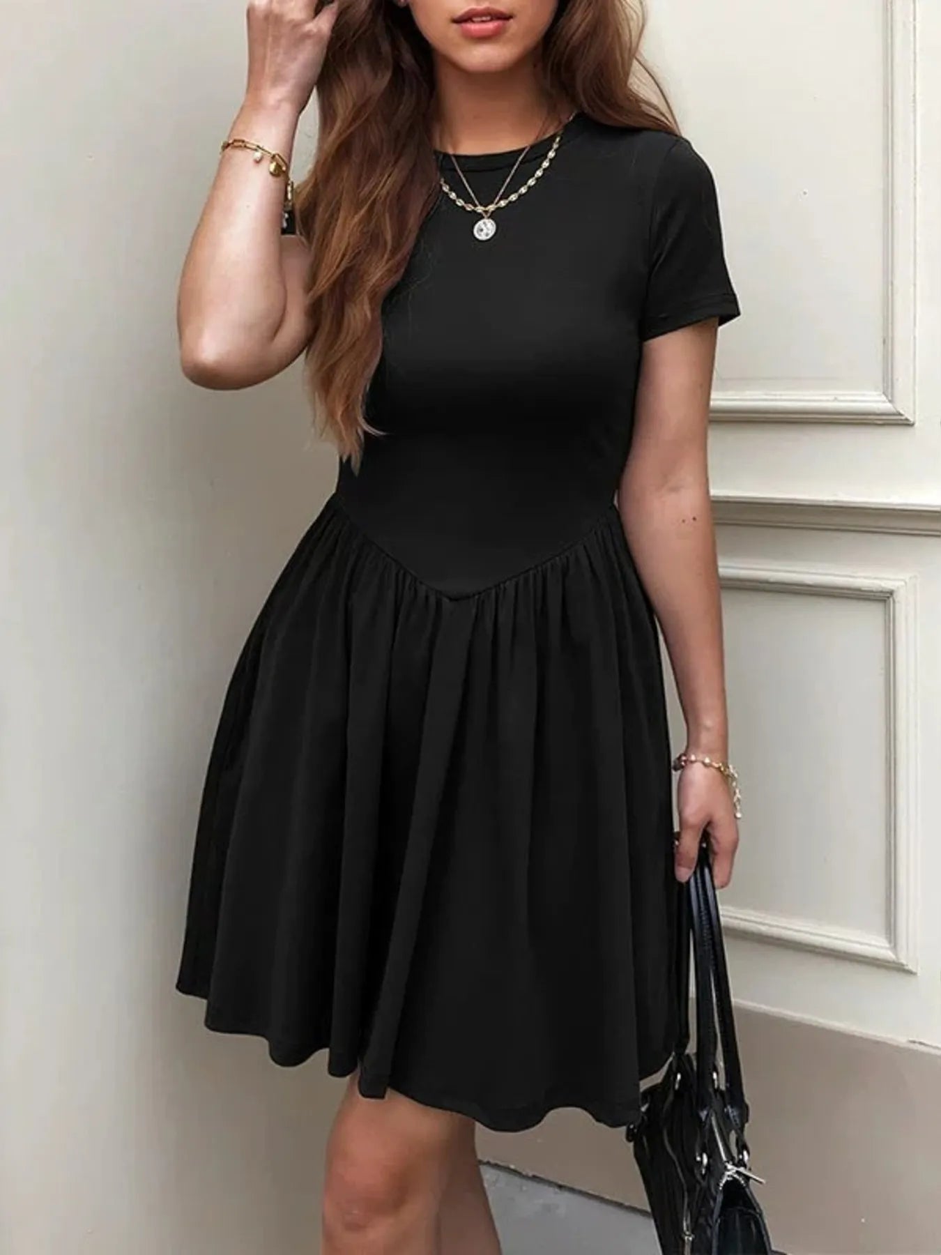 Hazel Blues® |  Short Sleeve Round Neck Mini Dress
