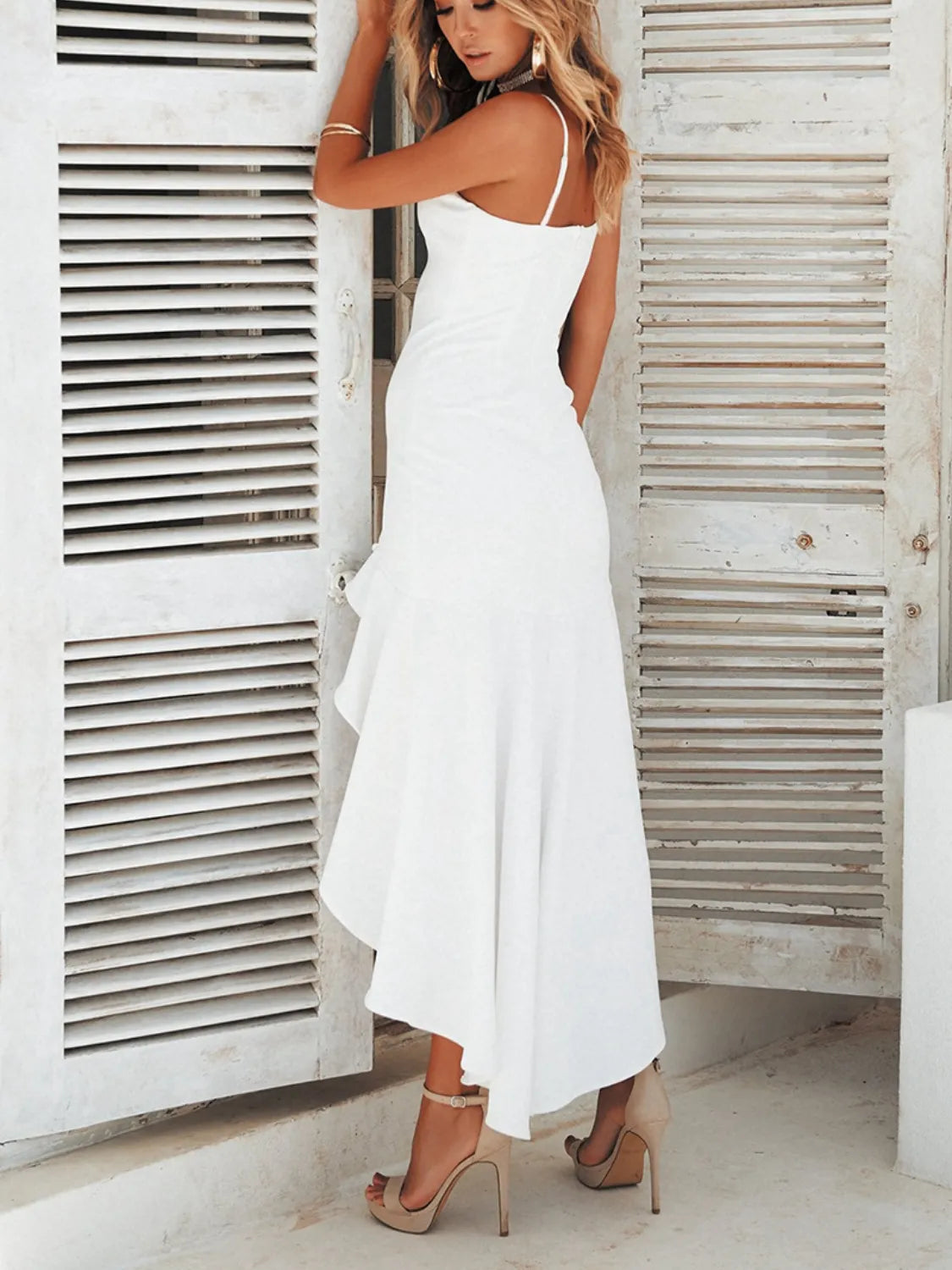 Hazel Blues® |  High-Low Ruffled Hem Midi Cami Dress