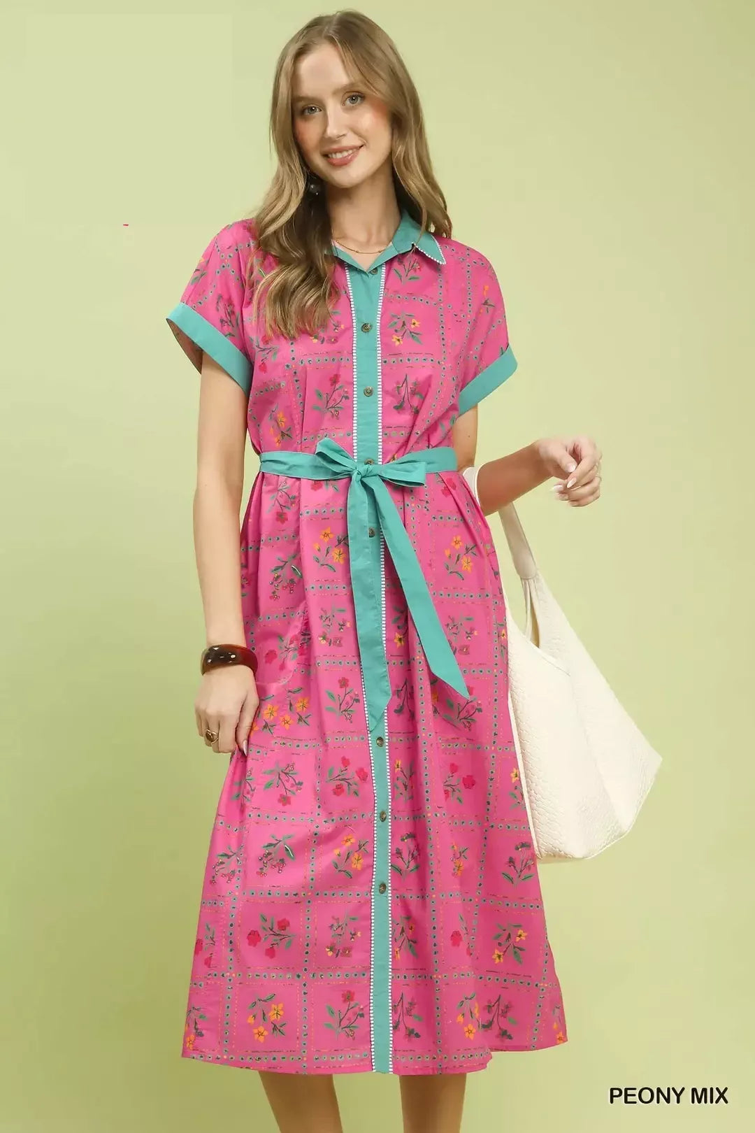 Hazel Blues® |  Umgee Mix Floral Button-Front Midi Dress