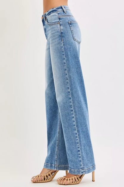 Hazel Blues® |  RISEN High Rise Wide Baggy Jeans