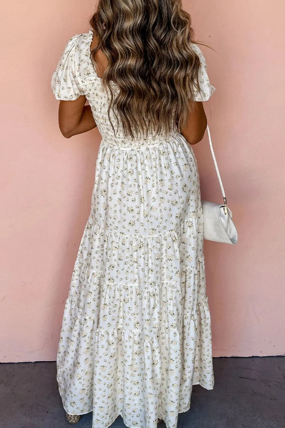 Hazel Blues® |  Floral Smocked Short Puff Sleeve Maxi Dress