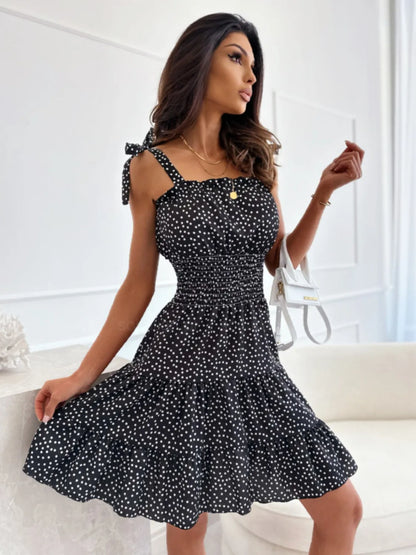 Hazel Blues® |  Polka Dot Square Neck Mini Cami Dress