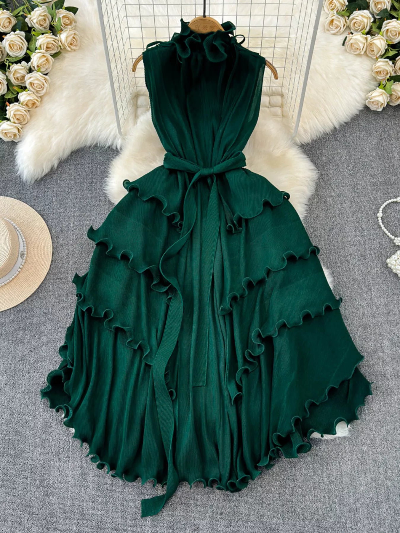 Hazel Blues® |  Ruffled Tiered Sleeveless Midi Dress